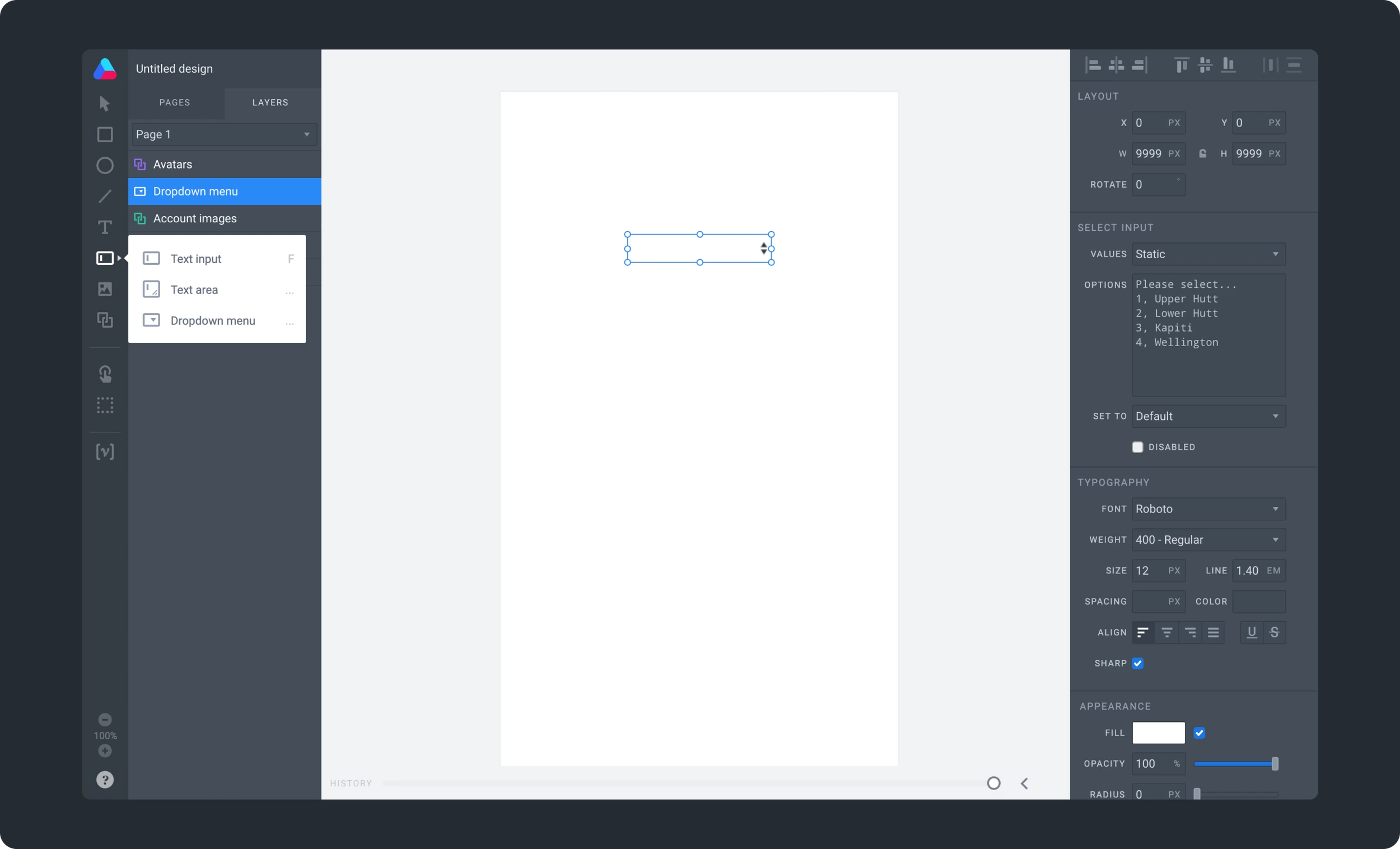 Sweet ability to prototype with customisable and interactive form elements.