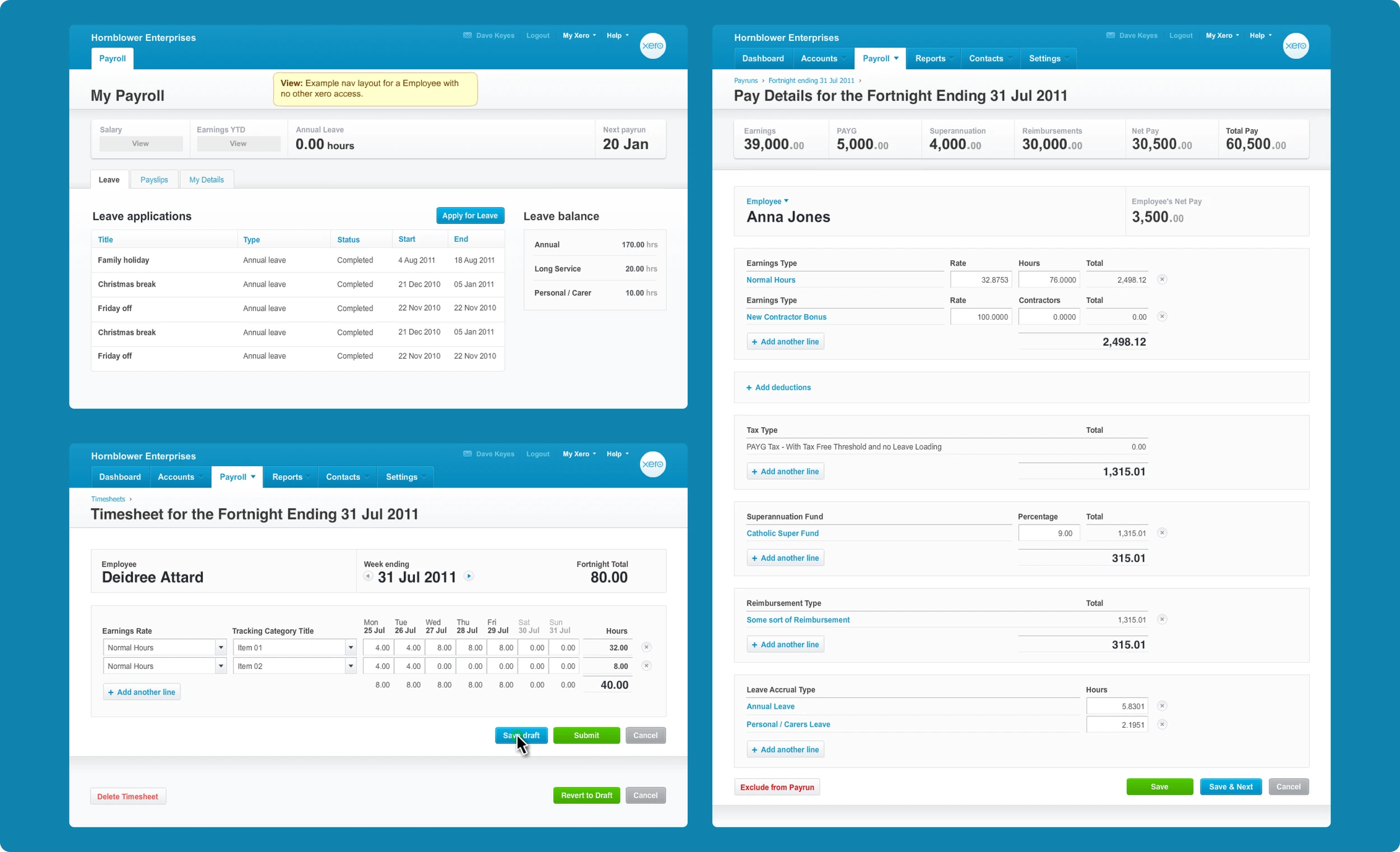 Clear and flexible payroll creation through to employee payroll views.