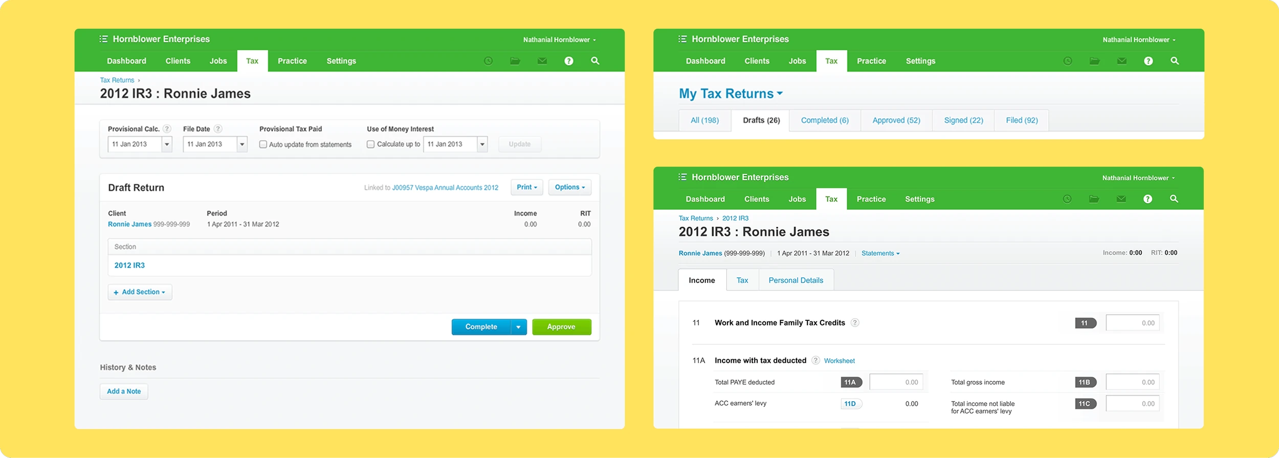 Lots of time in financial report creation. Here as part of practice management, but also the early Xero smart reporting framework.